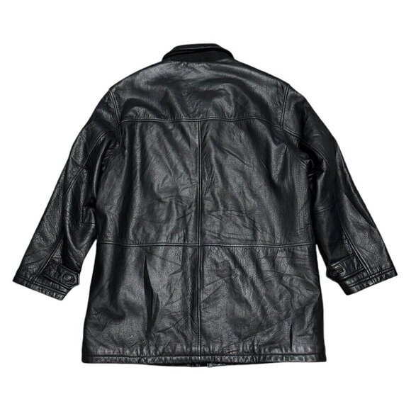PERRY ELLIS Portfolio GENUINE LEATHER Designer Winter Business Casual Coat Large - Picture 4 of 5
